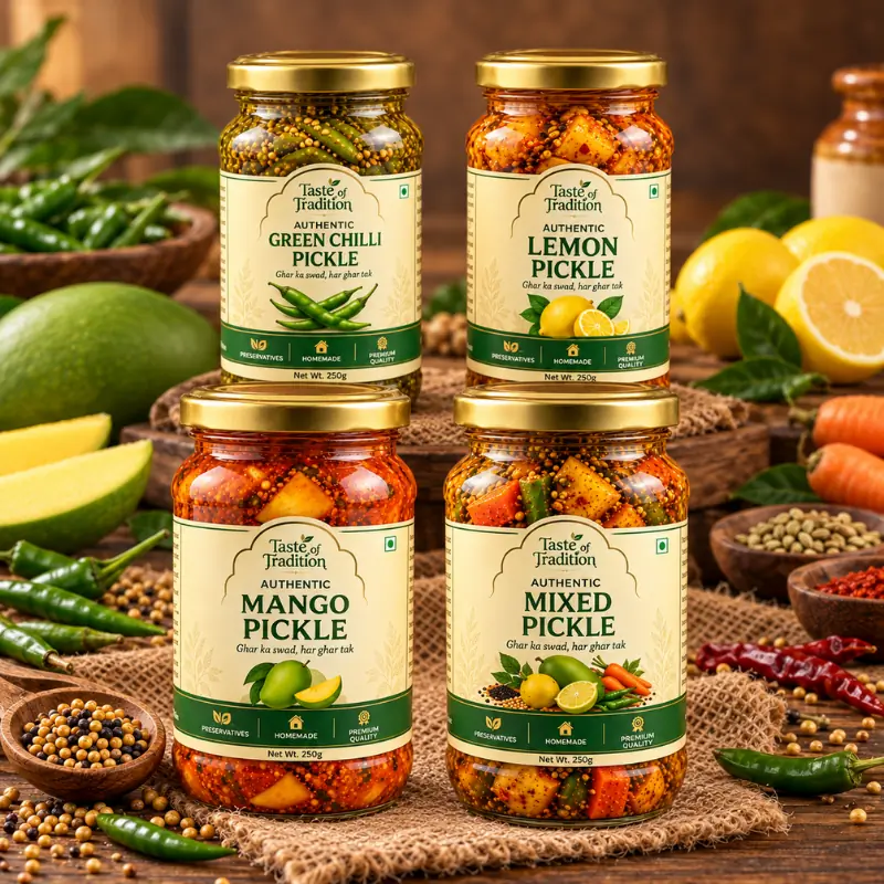The Signature Tasting Collection: 4 Classic Flavors &mdash; Asli bharatiya spices ka anubhav karein hamare iss exclusive Tasting Collection ke sath. Agar aap ek sath kai flavors try karna chahte hain, toh yeh premium starter kit aapke liye perfect hai. Apne daily meals ko elevate karne ya loved ones ko gift karne ke liye yeh ek perfect choice hai!