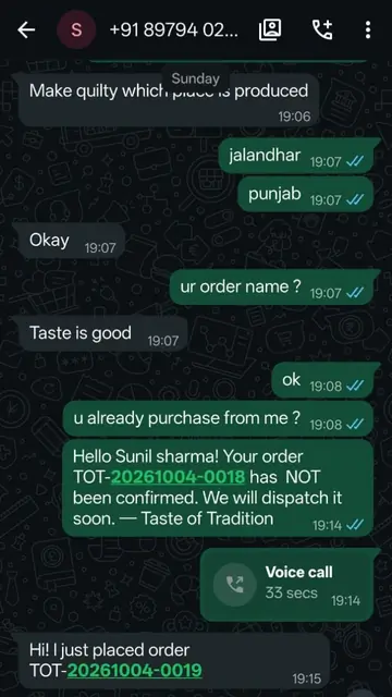 WhatsApp conversation screenshot &mdash; Deepa K., verified order